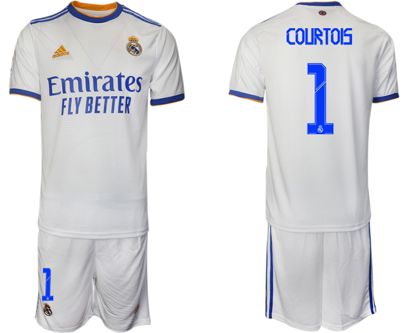 Men 2021-2022 Club Real Madrid home white #1 Soccer Jerseys